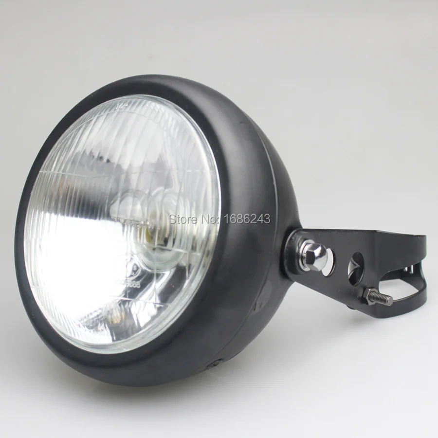 Черный металлический Ретро 12 В галогенная передняя фара лампа + Вилка Трубки