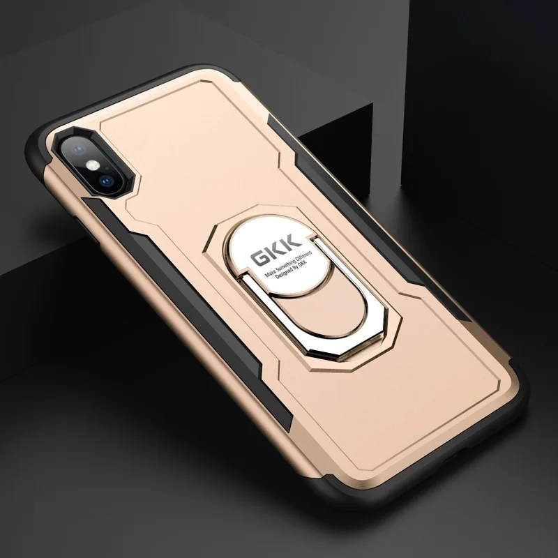 gold Чехол gkk для Xiaomi Redmi note 6 7 Pro, чехол с кольцом на палец и подставкой, защитный противоударный чехол для Redmi Note 6 7 pro, чехол - Цвет: gold