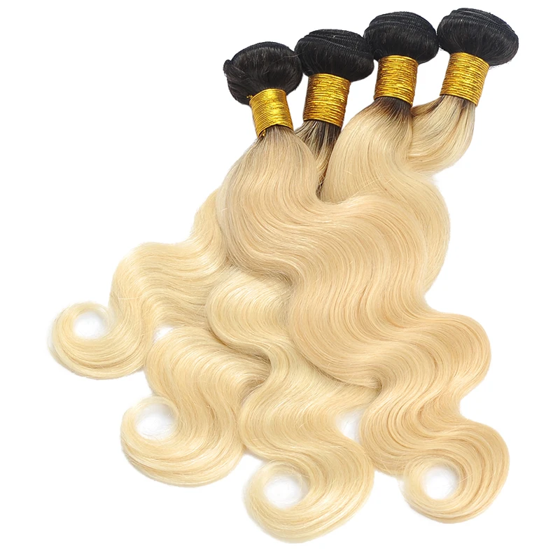 T1B/613 Ombre светлые бразильские волосы Weave Связки объемная волна 100% человеческих