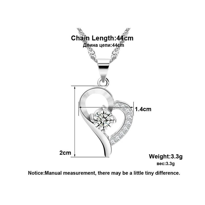 ORSA JEWELS серебряное ожерелье в форме сердца с кристаллами, вставленное серебряным цветом, женские украшения на День святого Валентина, подарок любителю ON19