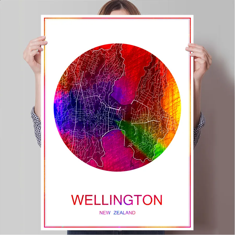 Новый зеландийский карта городов мира плакат с принтом печать на бумаге или