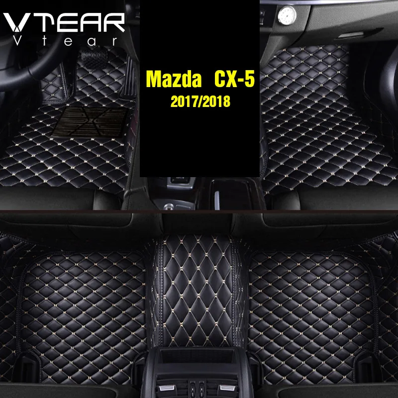 For CX-5 2017 Black Vtear для Mazda CX-5 CX5 кожаные коврики, коврики для интерьера, водонепроницаемые коврики, аксессуары для автомобиля - Название цвета: For CX-5 2017 Black
