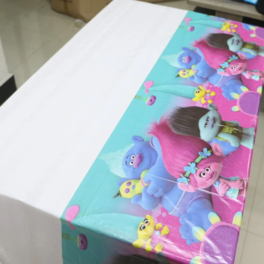1PCS \ много тролли Пластик Tablecover Дети сувениры мультфильм тема скатерть Baby Shower