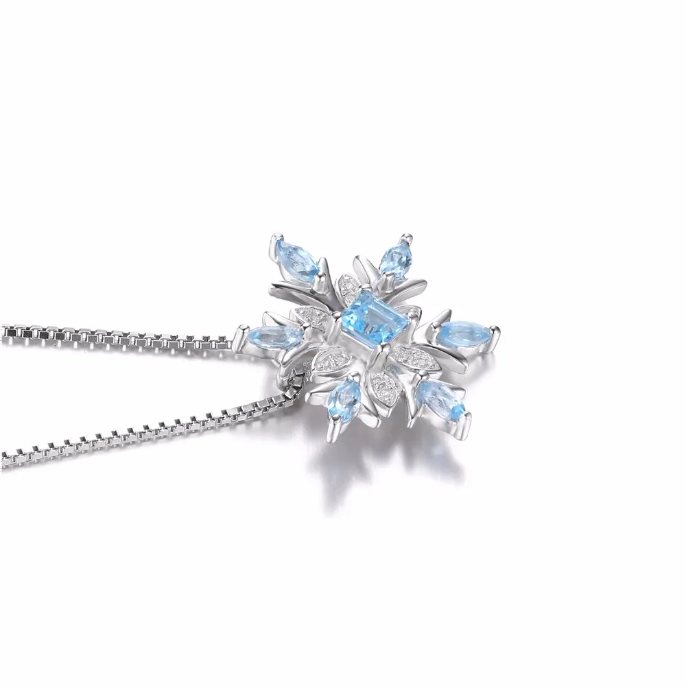 Jewelrypalace Снежинка из натуральной SWIS голубой топаз Твердые 925 серебряный кулон