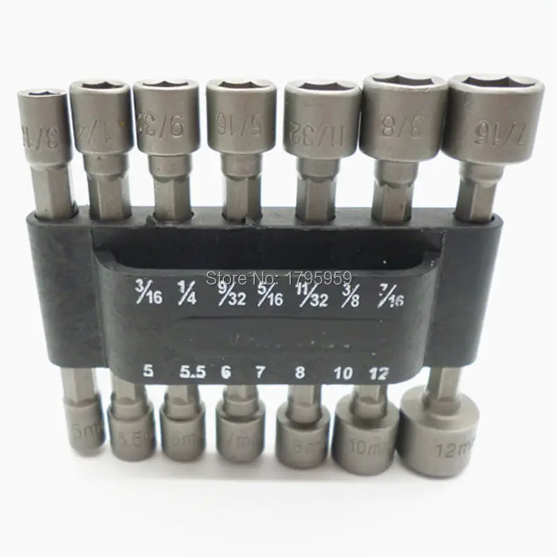 Набор ударных торцевых головок 14 шт. метрические императорские шестигранные