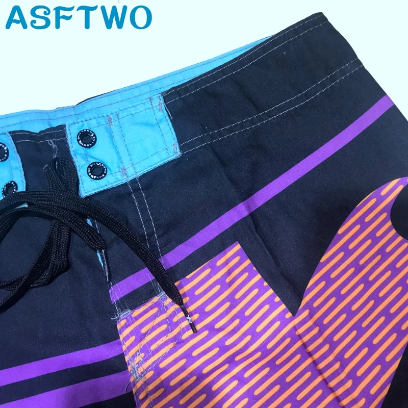 ASFTWO новинка 2019 мужские пляжные шорты для серфинга Лоскутные Полосатые с принтом