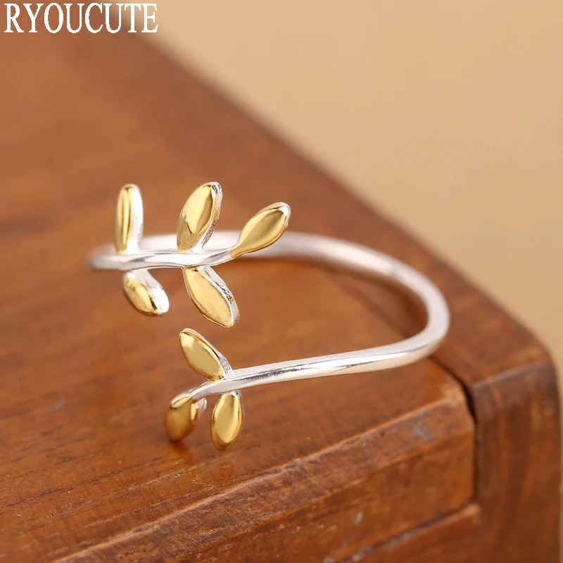 2019 модного серебристого цвета ветка лист Кольца для женщин Регулируемый Размеры