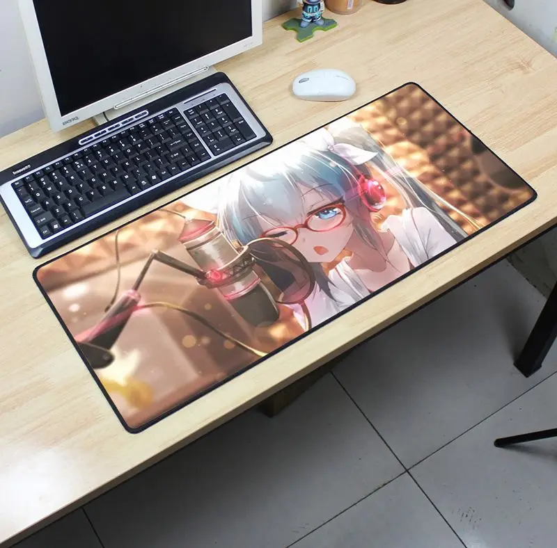 Хацунэ Мику коврик для мыши lockrand 700x300 мм игровой коврик для мыши геймер Коврик для мыши Аниме-пэд клавиатура компьютерная мышь милые игровые коврики