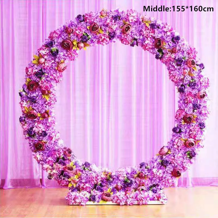Purple middle Подгонянная Новая Железная Арка+ цветы DIY свадебный реквизит дорога свинцовый сценический фон Декор железная Арка подставка с шелком искусственные цветы - Цвет: Purple middle