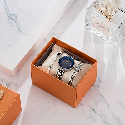 Серебристый 3PCS Ladies Blue Wristwatches ZONMFEI Brand Watches For Women High Quality Stainless Steel Bracelet Watches Set with Gift Box - Цвет: Серебристый