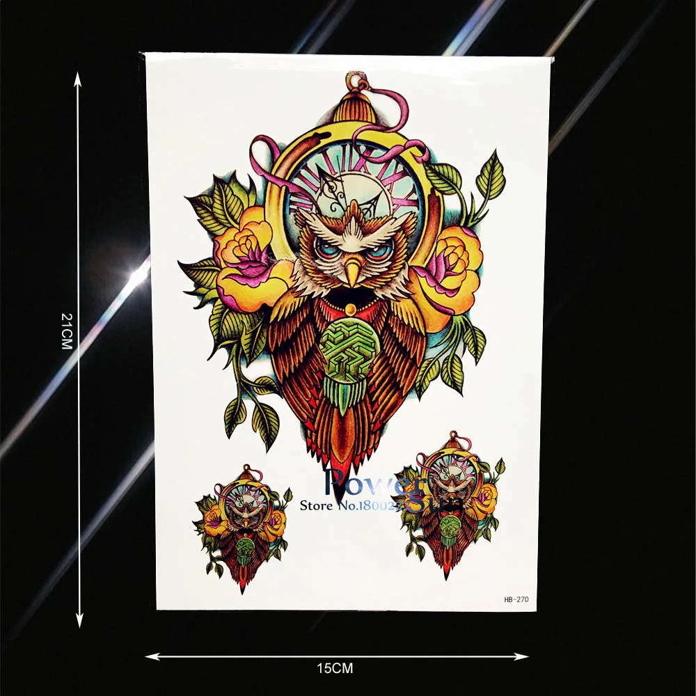 1 шт. магический компас сова часы временная татуировка стикер водонепроницаемый