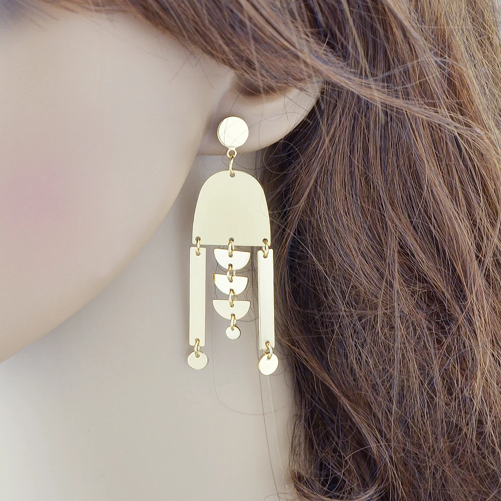 Joywish панк рок Стиль большой Серьги Jewelry цвета: золотистый серебристый Цвет с