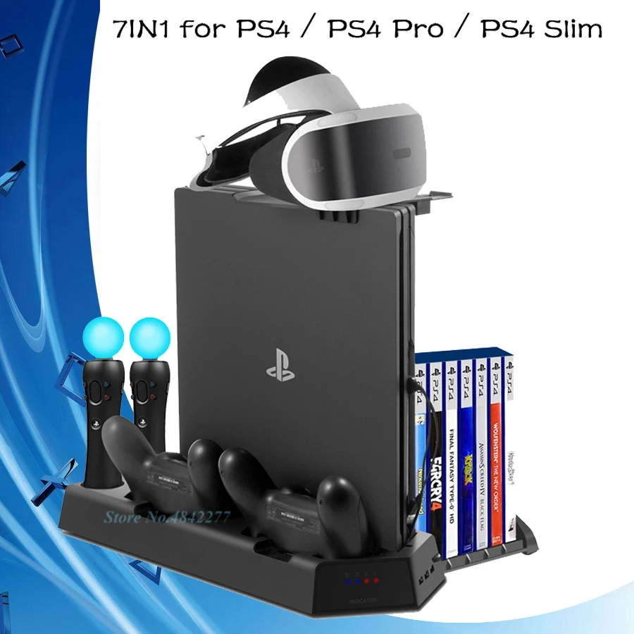 PS 4 тонкий поляризационный фильтр Pro PS Move Очки виртуальной реальности VR вертикальная подставка с вентилятором охлаждения вентилятор контроллер Зарядное устройство зарядная док-станция для хранения PS4 аксессуары