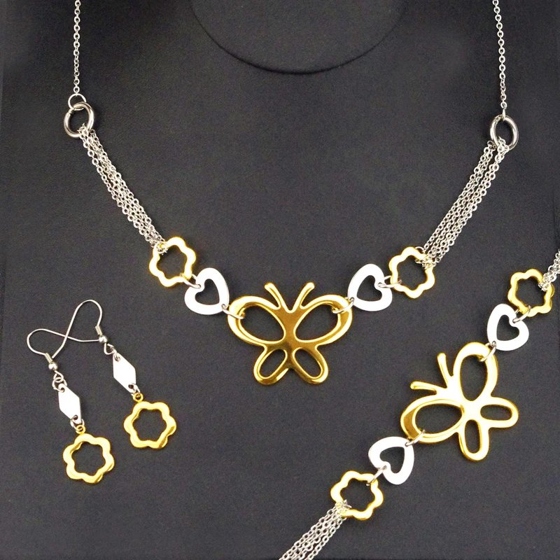 Рождественский подарок подвеска в виде бабочки сердца ожерелье серьги цепочка