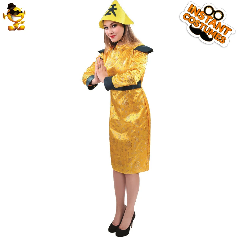 

DSPLAY Yellow Chinese Woman Cosplay Party Costume New Style Deluxe Fancy Suits Lady Halloween Carnival Traditional Outfits