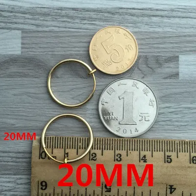 gold 20MM 2 шт унисекс панк клипсы на ухо без пирсинга без отверстия Поддельные тела нос губы кольца ювелирные изделия серьги для женщин мужчин золото серебро - Окраска металла: gold 20MM
