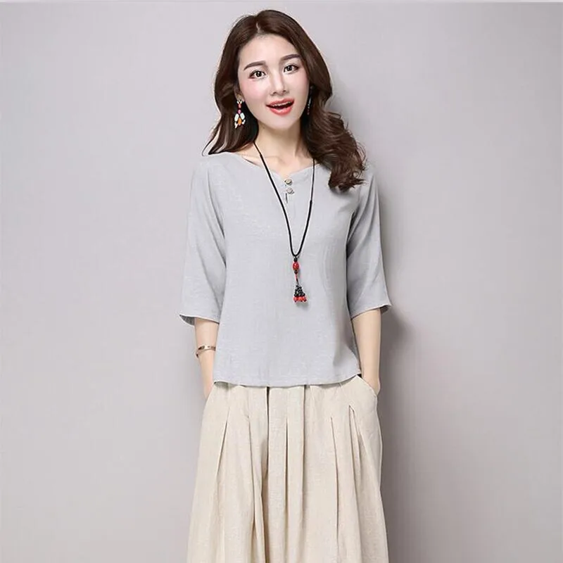 2020 летние стильные женские блузки повседневная свободная хлопковая льняная