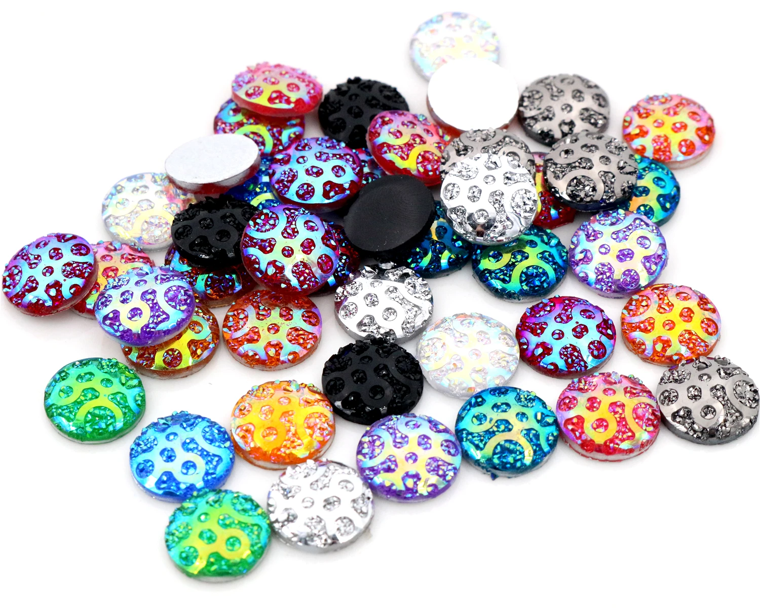 New New! 40pcs/Lot 12mm Mix AB Colors Flat back Resin Constellation Cluster Cabochons Fit Cameo Base Cabochons-V3-09 | Украшения и