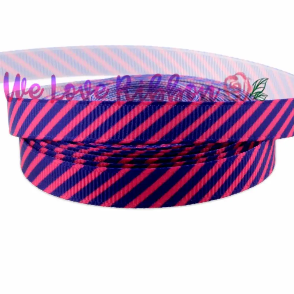 3/8 &quot9 мм розовые и фиолетовые полосы узоры Grosgrain ленты DIY украшения для вечеринки