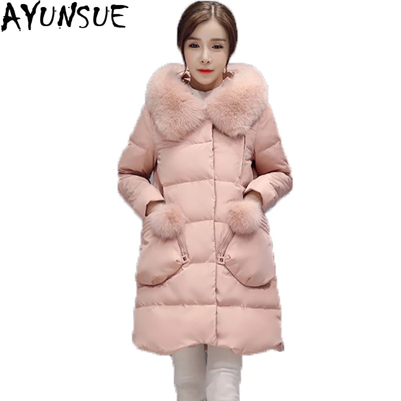 2020 зимняя куртка на утином пуху Женская длинная пуховая с капюшоном из