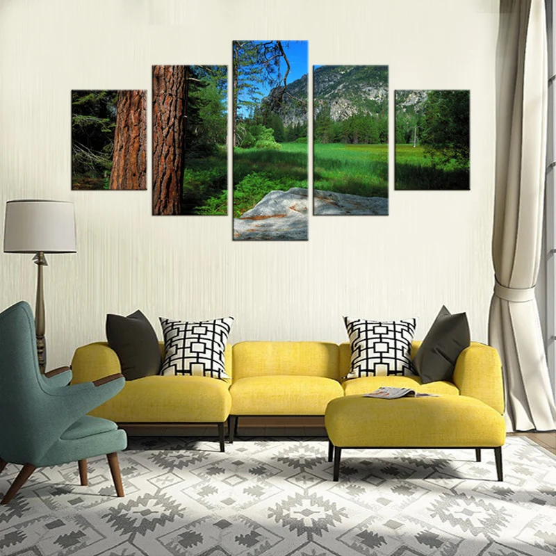 5 шт. HD Современная печать весенний зеленый лес пейзаж холст украшение для дома
