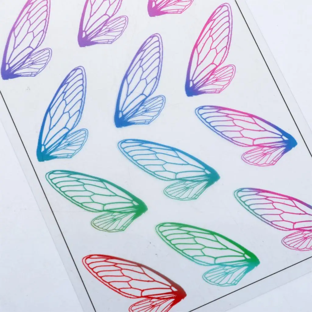 Doreen коробка из смолы и ПВХ DIY Scrapbook Deco Наклейки для смолы ремесло крыло Многоцветный 15 см(5 7/") x 10,5 см(4 1/8"), 2 листа