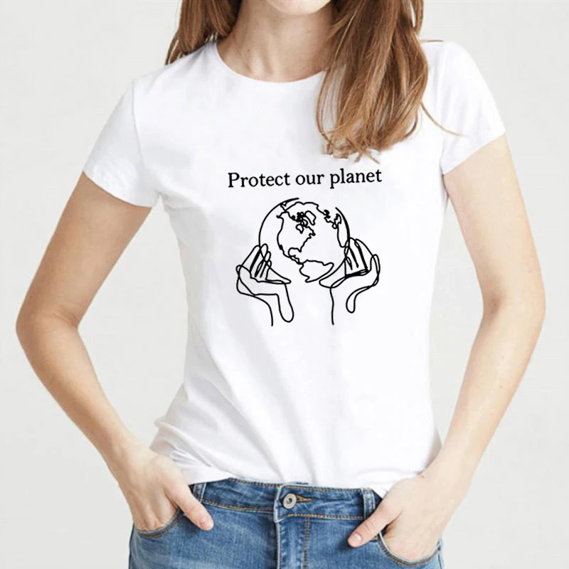 Женская футболка в стиле гранж 90 х годов Винтажная Футболка с принтом защитить