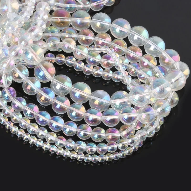 38cm White Plating Colorful Crystas Beads Glass Beads Crystal Quartz Beads Available for European Jewelry Bracelet Bangle DIY