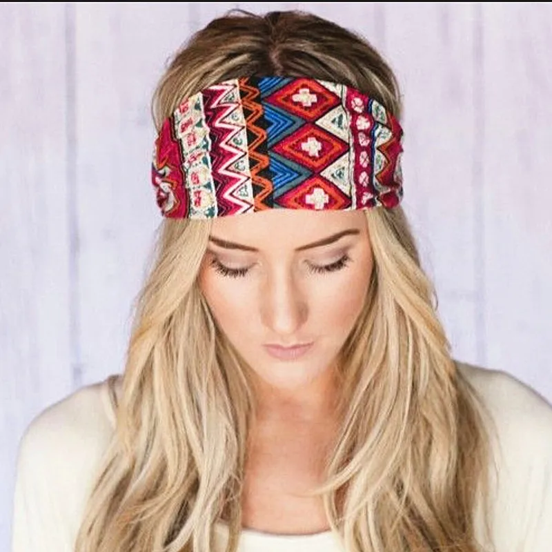 Boho однотонный комплект с эластичной резинкой широкая повязка на голову тюрбан для Для женщин из хлопка для девочек, для занятий спортом, йогой, повязки на голову, повязка на голову, повязка для волос аксессуары для волос