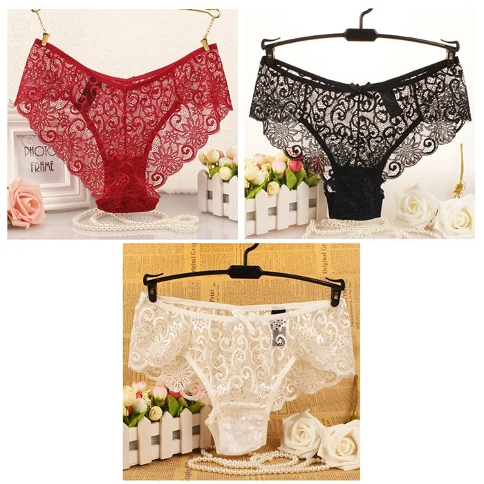 red black white Размера плюс S/XL модные высококачественные женские трусики Прозрачное нижнее белье женские кружевные мягкие трусики сексуальное женское нижнее белье - Цвет: red black white