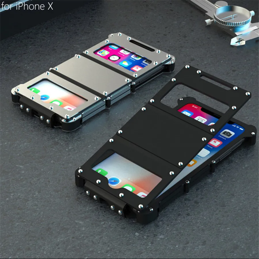 Для iPhone X R-JUST флип-чехол «Железный человек» противоударный металлический Алюминиевый противоударный чехол для iPhone X для iPhone 10