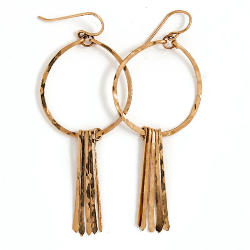 Золотые серьги кольца ручной работы винтажные Золотые/925 серебряные ювелирные