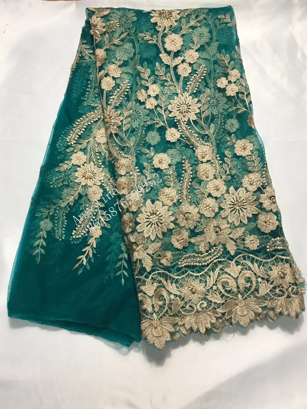 Зеленое Африканское французское кружево ткань высокого качества африканский