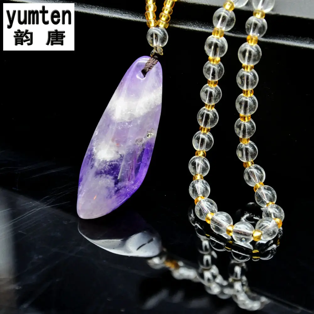Юмбен ожерелье из натурального аметиста кулон Белый Кристалл бисера цепь Bijoux Femme