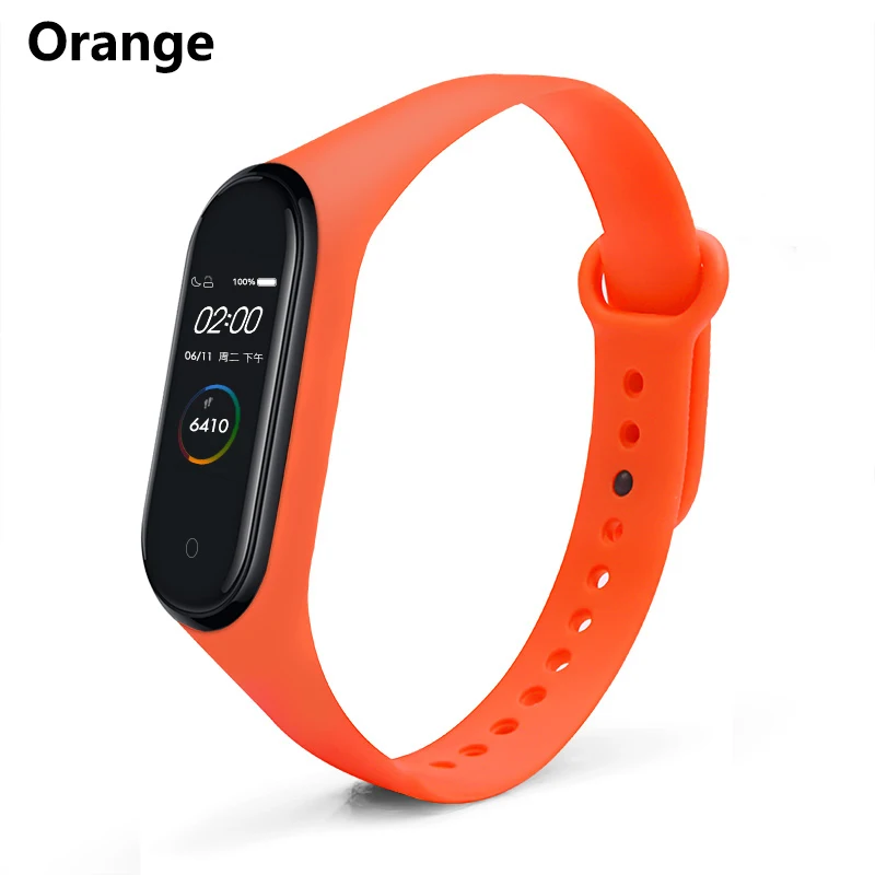 Orange BOORUI mi band 4 ремешок для xiaomi mi band 4 ремешок на запястье чистый цветной relogio inteligente силиконовый сменный для xiaomi mi 4 - Color: Orange