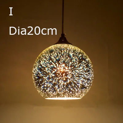 I20CM Подвесной светильник из 3D стекла для фейерверков, хромированный абажур, светодиодный светильник из стекла E27, подвесной светильник для магазина, окон, ресторана, магазина, украшения - Цвет корпуса: I20CM
