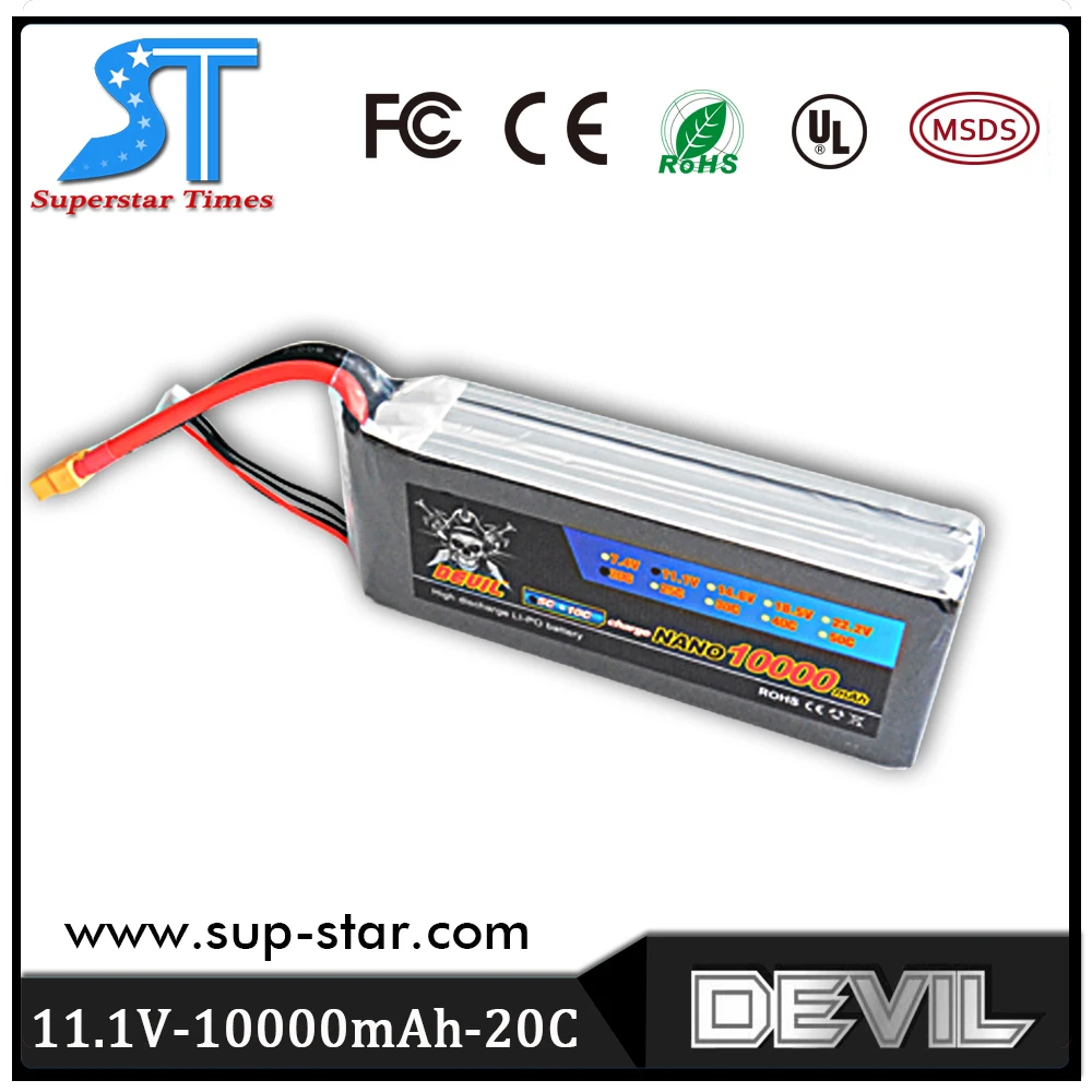 

100% origin factory outlet Devil 11.1v 10000mAh 20c lithium battery for rc car helicopter airplane
