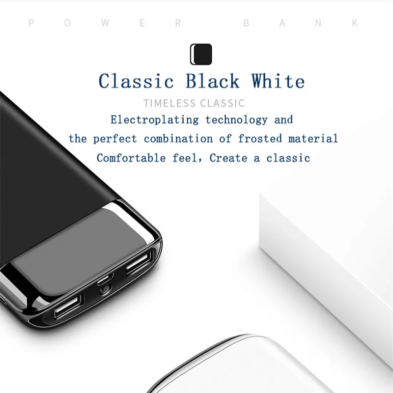 Мини 10000 мАч Внешний аккумулятор внешний повербанк 2 USB LED портативное зарядное