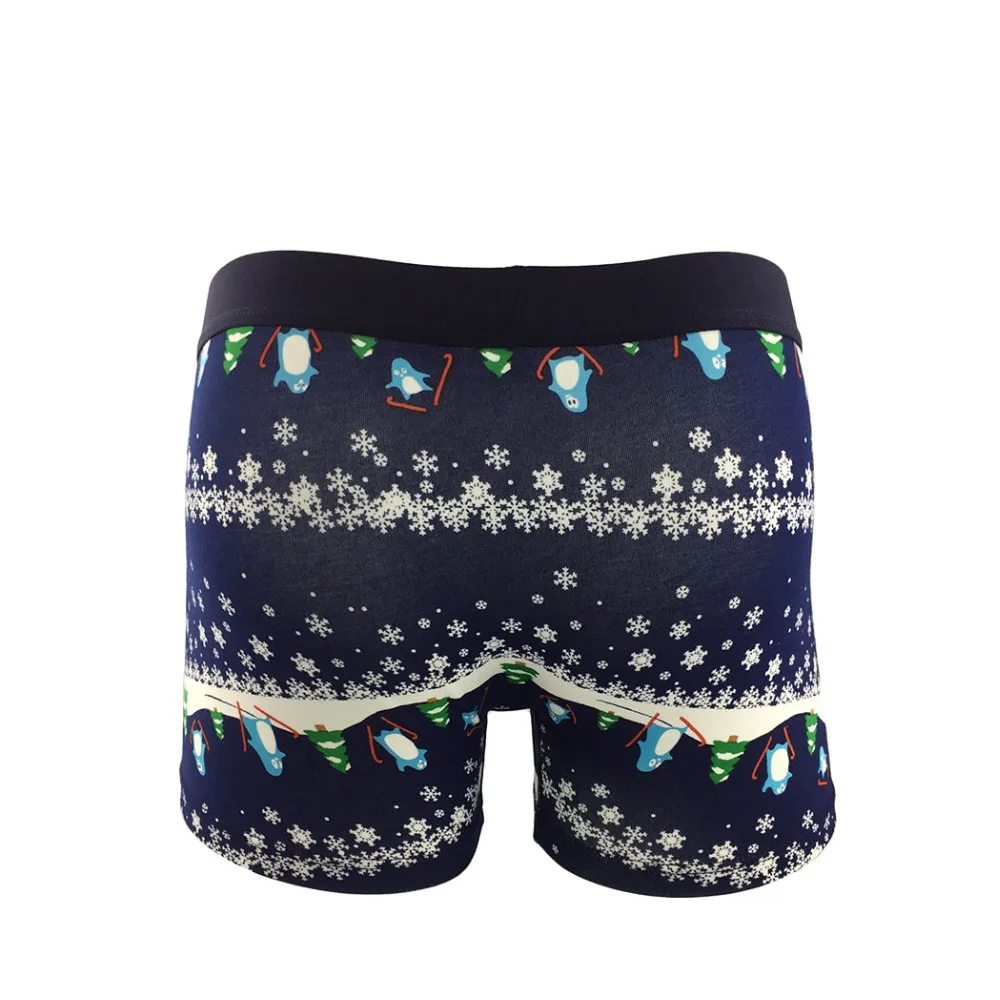 Забавные мужские хлопковые дышащие трусы боксеры с принтом снежного пингвина