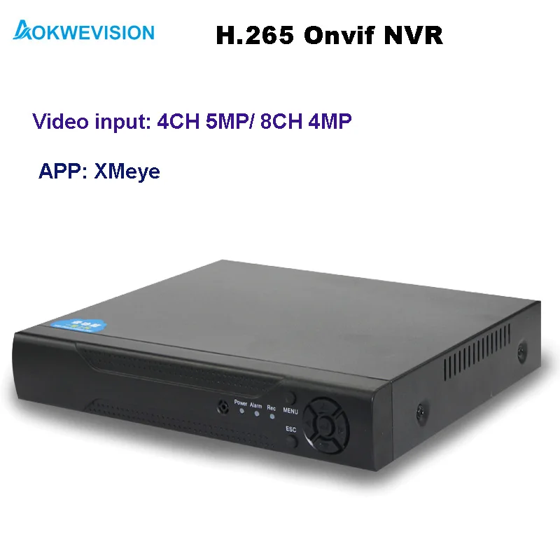 Новое поступление XMeye Onvif 4ch 8ch h.264/265 сетевой видеорегистратор Поддержка 5MP и 4MP 2MP 1080P IP камеры