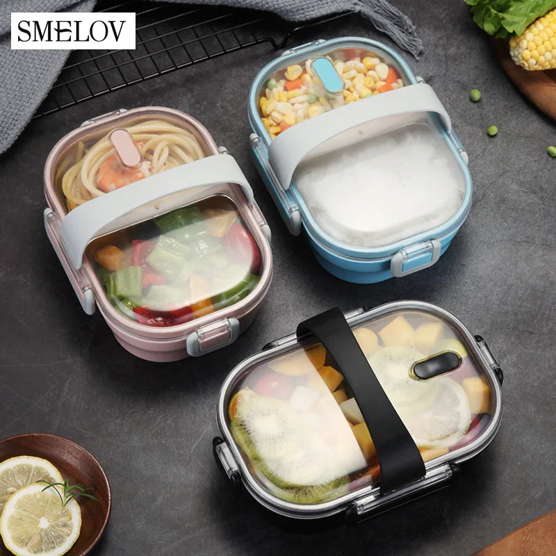 Ланч-бокс из нержавеющей стали Портативный изолированный Bento box для детей, пикника, школы, кухни герметичный контейнер для еды, судок 650 мл