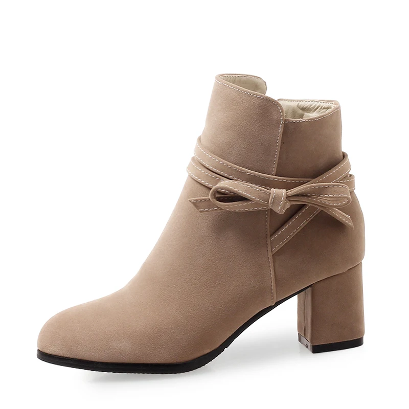 Зимние женские ботильоны JK с круглым носком короткая плюшевая обувь