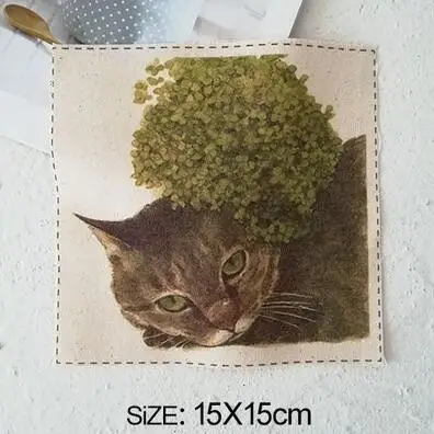 H8-6 ZENGIA 15x15 см Felis chaus с рисунком кота, хлопковая льняная ткань для лоскутного шитья, декоративная холщовая ткань для сумок/живописи/украшения - Цвет: H8-6