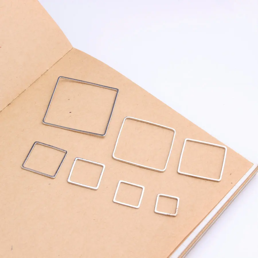 50 шт./лот Медный Серебряный цвет квадратные ювелирные аксессуары модные