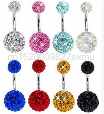 200 шт классический пупок пупка Бар кольцо Штанга Хрустальный Шарик из страз
