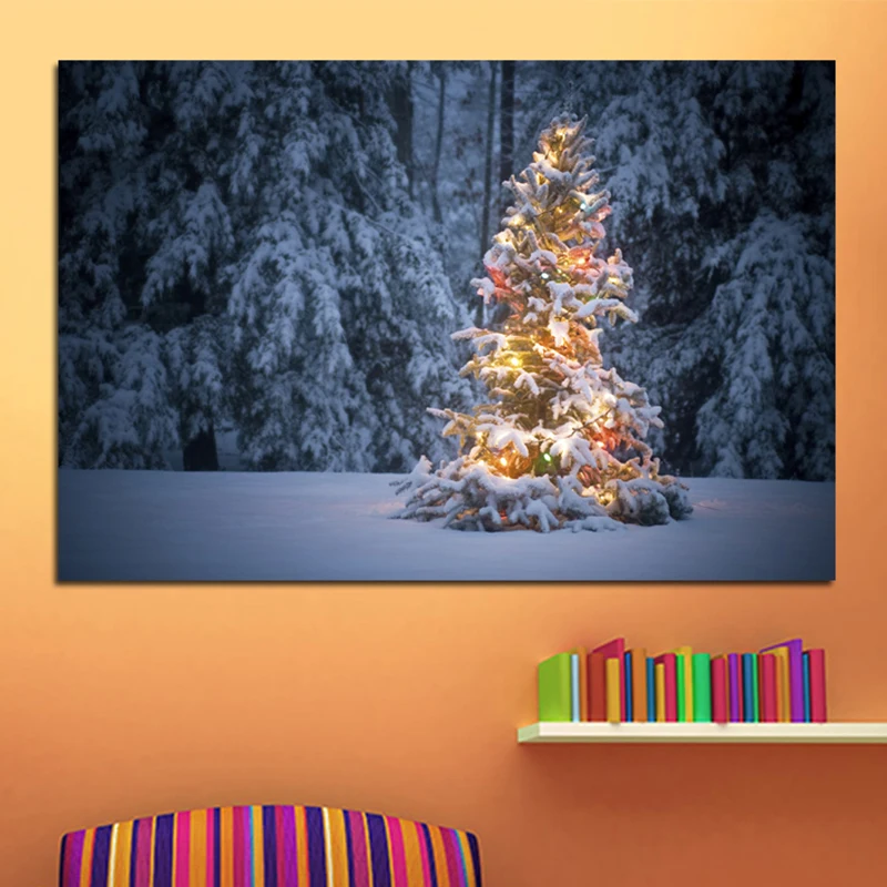 Рекламные рождественские Новогодние украшения для дома картины маслом пейзажа