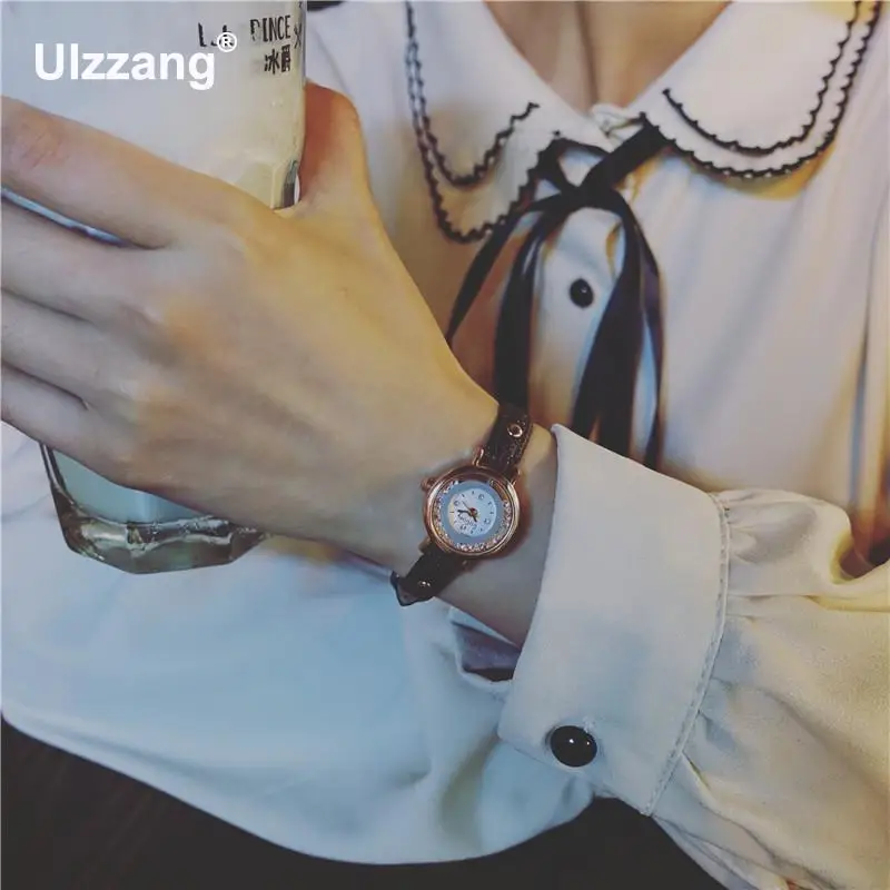 Роскошные ясно капель кварцевые женские часы небольшой свежий ретро простой