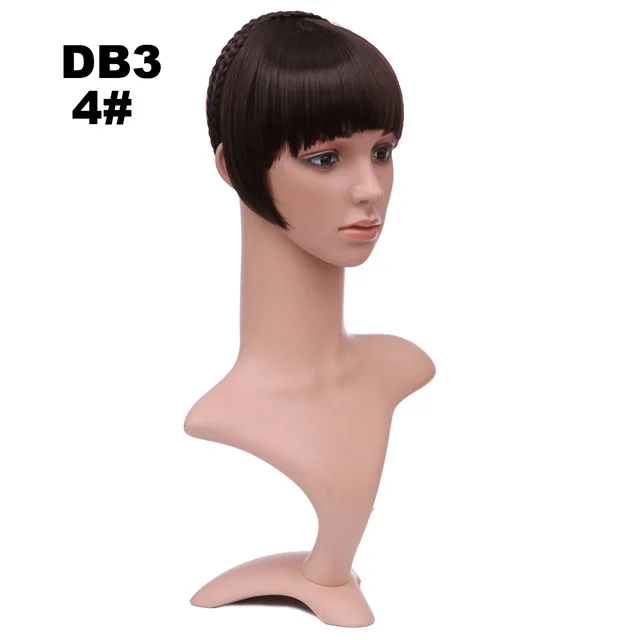 

Girlshow 6pcs/lot Front Synthetic Hair Bang Short Fringe with braids headband Hair Blunt Bang DB3 6", 16 Colors Available 50g