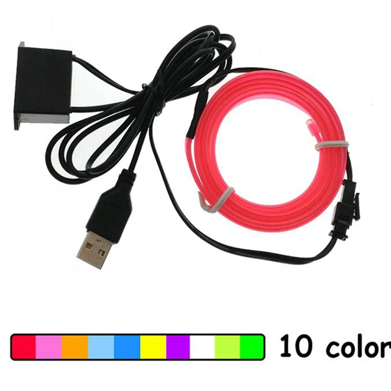 USB 5V EL Wire 6 мм неоновая Светодиодная лента для салона автомобиля