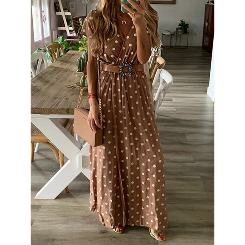 Платье в горошек женское платье макси Узкий крой на лето вечерние платья Пляжное